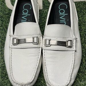 Calvin Klein White Loafers Slip-On Elegance